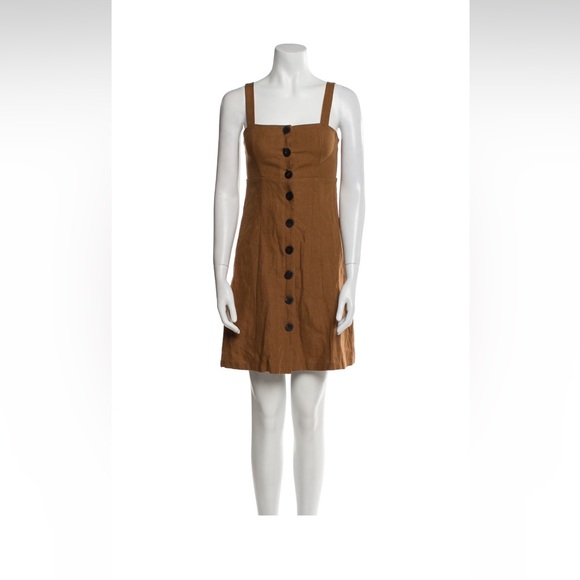 SÉZANE Jade Linen Button Dress in Caramel Brown - Picture 6 of 7